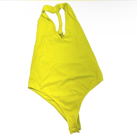 Zara neon yellow twist back bodysuit swimsuit NEW - Picture 2 of 4